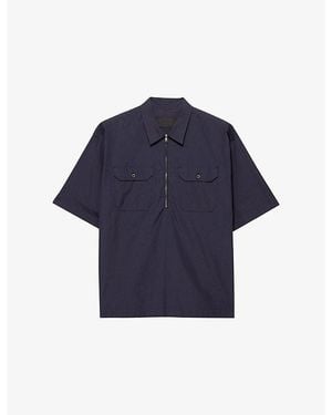 Prada Short-Sleeve Cotton Shirt Xxl - Blue