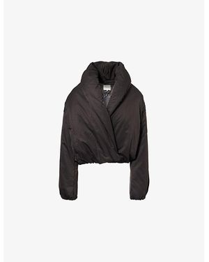 The Couture Club Oversized-Collar Padded Shell Jacket - Black