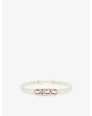 Messika Cares Pavé 18Ct Rose- And 0.26Ct Diamond Cord Bracelet - White