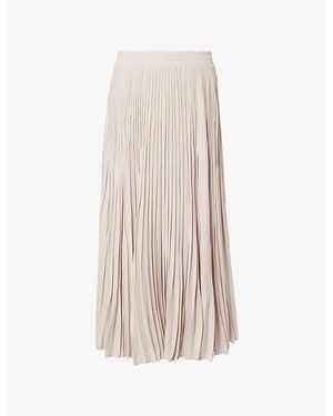 Weekend by Maxmara Foggia Pleated Woven Midi Skirt - Natural