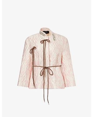 Simone Rocha Floral-Print Quilted Satin Jacket - Pink