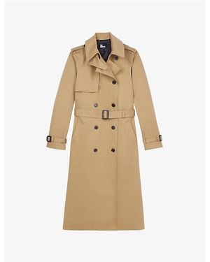 The Kooples Double-Breasted Long Cotton Trench Coat - Natural