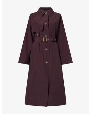 Barbour Antonella Long-Line Cotton-Blend Trench Coat - Purple