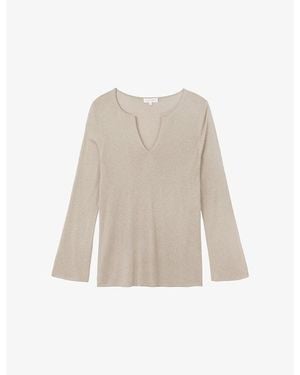 The White Company V-Neck Knitted Modal-Blend Top - Natural
