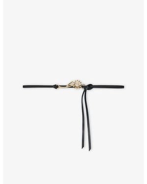 Maje Flower-Clasp Leather Belt - White