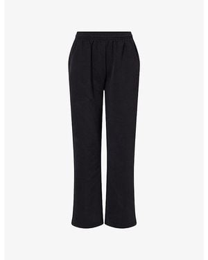 Sisters & Seekers Relaxed-Fit Wide-Leg Cotton-Blend Jogging Bottoms - Black