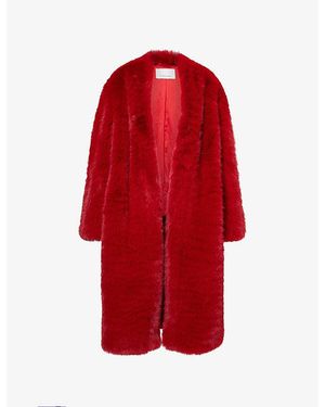 Frankie Shop Destiny Belted Faux-Fur Coat - Red