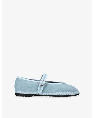 Flabelus Pierre Denim Mary Jane Flats - Blue