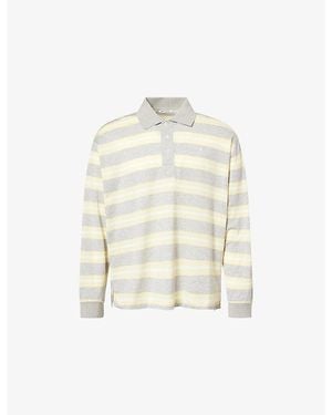 Ami Paris Ami De Coeur Embroidered Stripe Cotton Polo Shirt - White