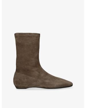 The Row Cindy Stretch-Suede Ankle Boots - Brown