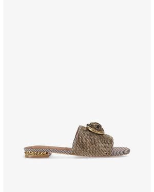 Kurt Geiger Chelsea Rhinestone-Embellished Woven Sandals - Natural