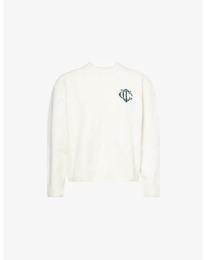The Couture Club Emblem Crewneck Knitted Sweater - White