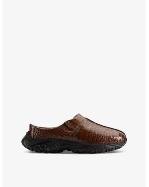 Clarks X Martine Rose Clog 1 Croc-Embossed Leather Clogs - Brown