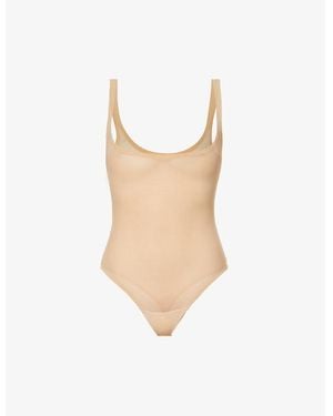 Wolford Scoop-Neckline Stretch-Mesh Body - White