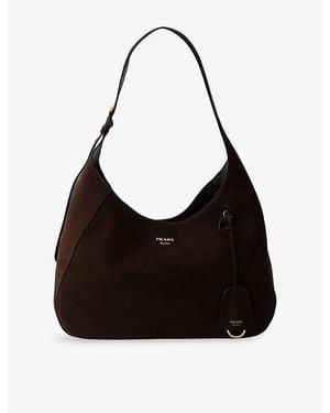 Prada Boogie Large Suede Hobo Bag - Black