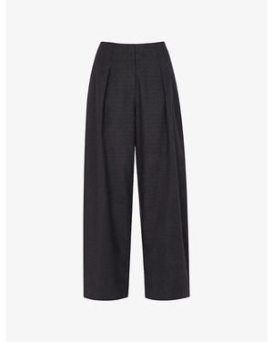 Whistles Pleat-Front Barrel-Leg Cotton-Blend Pants - Blue