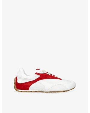 Bottega Veneta Orbit Flash Suede And Shell Trainers - Red