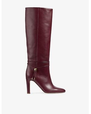LK Bennett Loretta Leather Knee-High Boots - Red