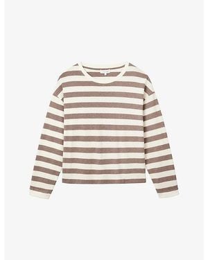 The White Company Striped Oversized-Fit Cotton Top - White