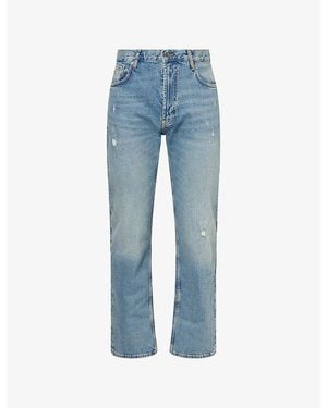 Emporio Armani Distressed Straight-Leg Denim Jeans - Blue