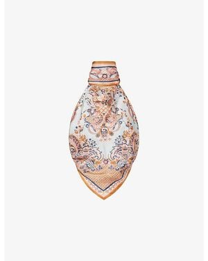 Zimmermann Aster Scarf-Print Silk Top - White