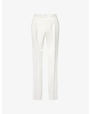Polo Ralph Lauren Tailored Double-Pleated Wool Trouser - White