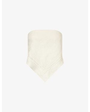 Jonathan Simkhai Lahni Lace Triangle Linen-Blend Top - White