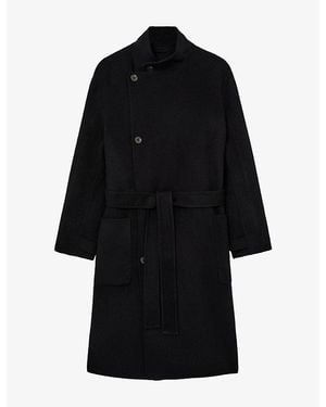 Reiss Selation Belted Wool-Blend Coat - Black