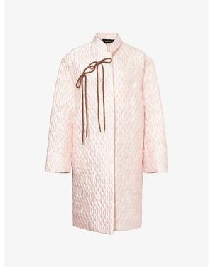 Simone Rocha Bow-Tie Quilted Woven Coat - Pink