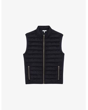 Reiss Field Quilted Jersey Gilet - Blue