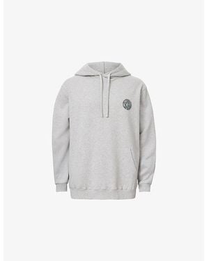 AllSaints Waved Logo-Print Relaxed-Fit Cotton Hoody - Grey