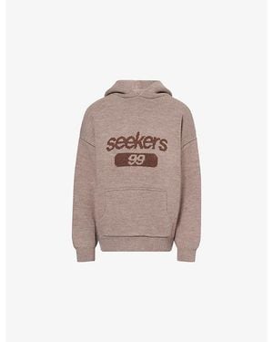 Sisters & Seekers Seekers Logo-Print Knitted Hoody - Brown