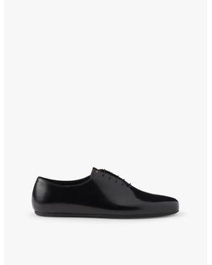 Prada Branded Brushed Leather Brogues - Black