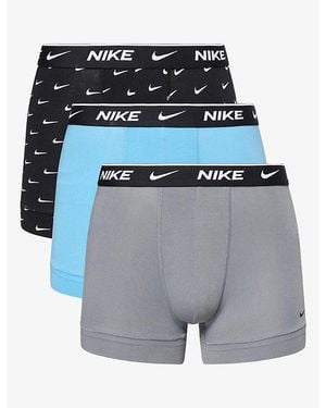 Nike Essential Pack Of Three Cotton-Stretch Trunks - Blue