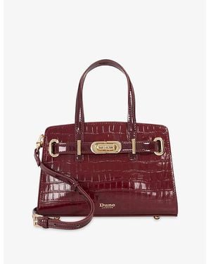 Dune Dinkydefine Mini Belted Crocodile-Embossed Leather Tote - Red