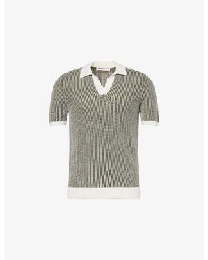 Orlebar Brown Horton Ribbed-Trim Cotton-Crochet Polo Shirt - Grey