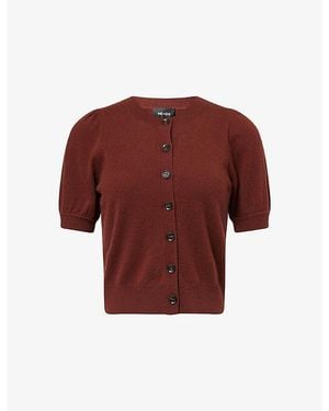 ME+EM Puff-Sleeve Cashmere Cardigan - Red