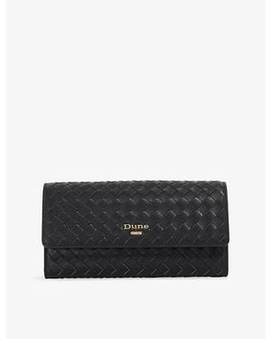 Dune Kokos Woven Leather Purse - Black