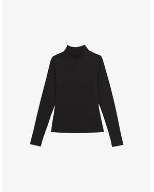 Reiss Polly Ribbed Stretch-Cotton Top - Black