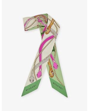 BVLGARI Serpenti 75 Mini Shelley Silk-Twill Scarf - Green