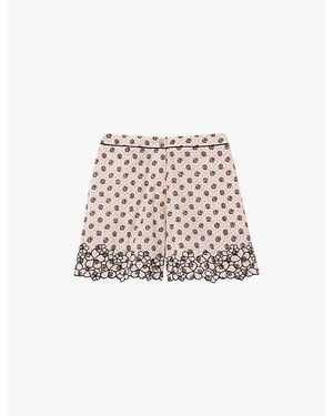 Claudie Pierlot Embroidered Floral-Print Cotton-Poplin Shorts - Multicolour