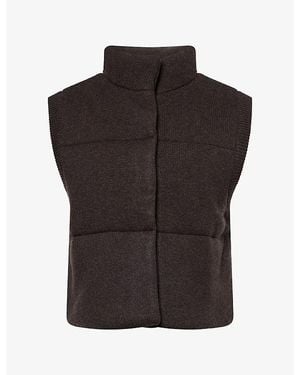 LeKasha Sleeveless Cashmere Puffer Vest - Black