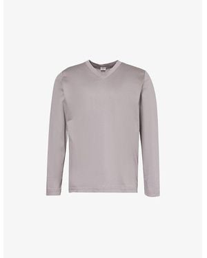 Zimmerli of Switzerland Supreme V-Neck Cotton-Jersey Pyjama Top - Purple