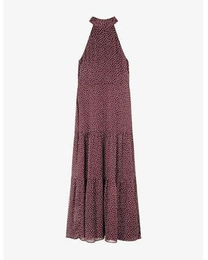 OMNES Romeo Polka-Dot Chiffon Maxi Dress - Purple