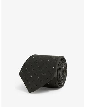 Reiss Liam Polka-Dot Woven Tie - Black