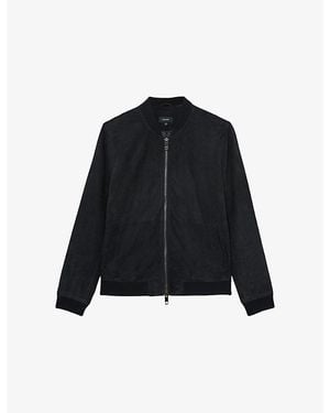 Reiss Bild Regular-Fit Suede Bomber Jacket - Black