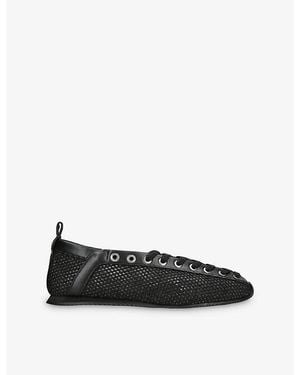 Ganni Sporty Ballerina Mesh Ballet Flats - Black
