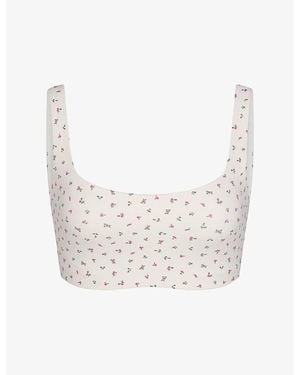 NikeSKIMS Matte Printed Scoop-Neck Sports Bra - White