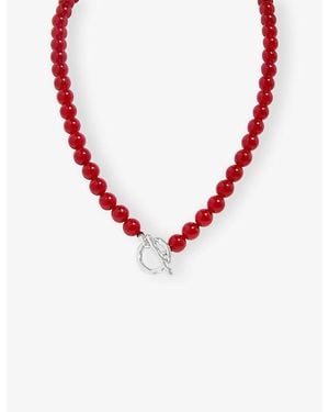 Astrid & Miyu Sunset-Plated Brass And Quartz Beaded Necklace - Red