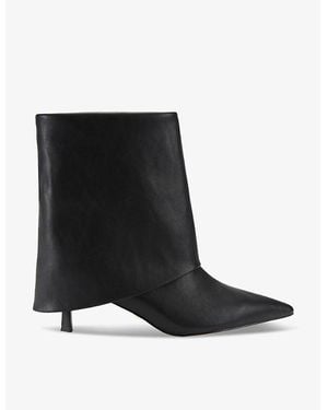 KG by Kurt Geiger Fierce Fold-Over Heeled Faux-Leather Ankle Boots - Black